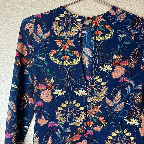 I. Madeline | Garden Splendor Navy Blue Floral Print Long Sleeve Midi Dress - Picture 6 of 7